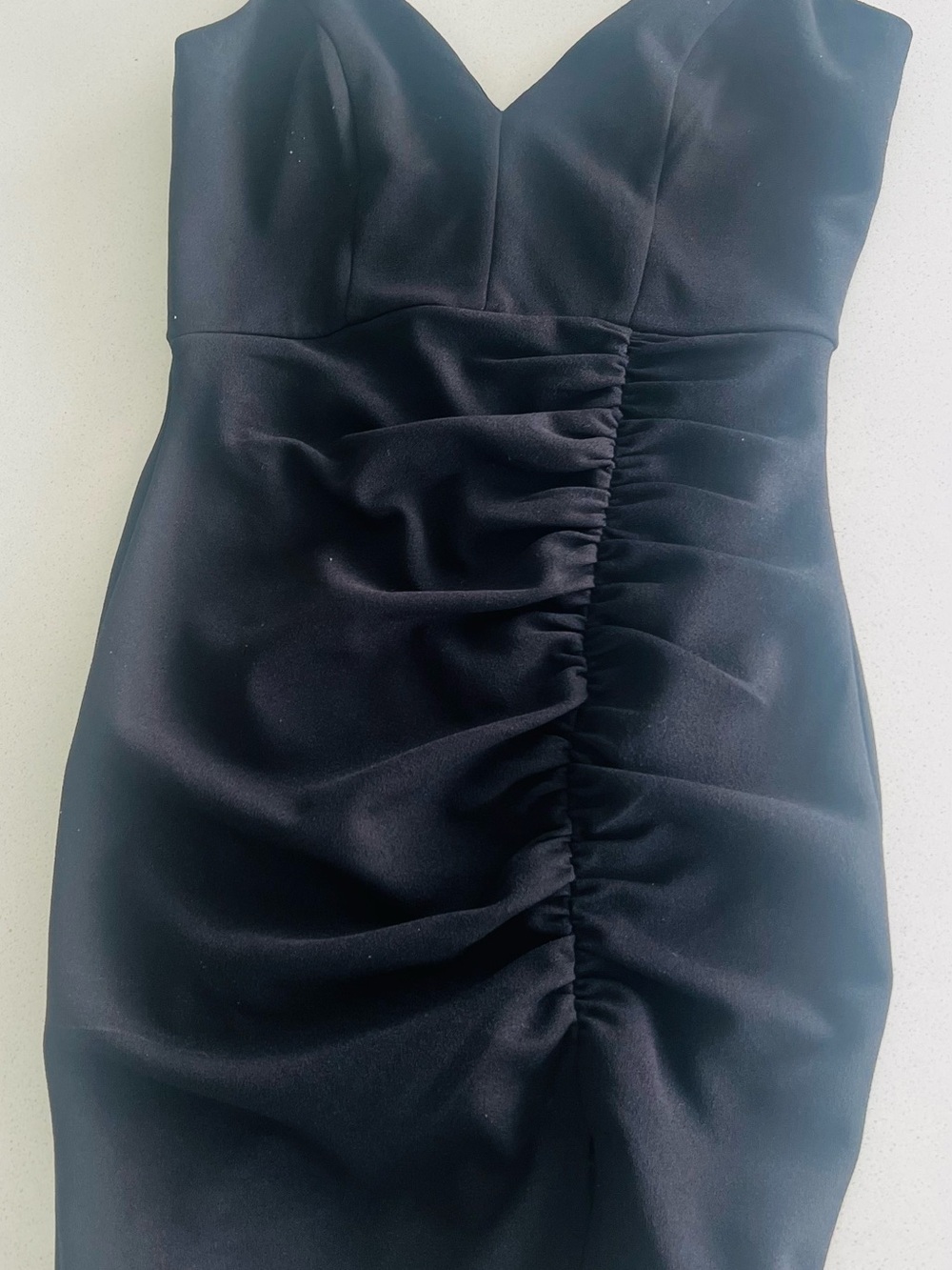 Black Strapless Ruched Cocktail Dress